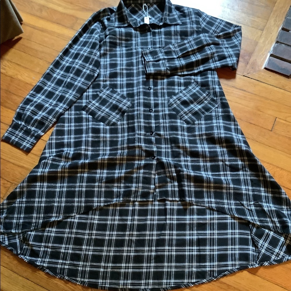 Ordain NWT black plaid dress tunic, sz XL
